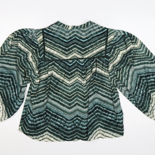 Marks and Spencer Per Una Green Geometric Long Sleeve Tunic Blouse Women’s Size 12