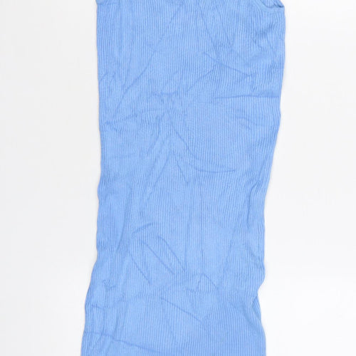 Bershka Women Blue Sleeveless Mini Slip Dress Size S