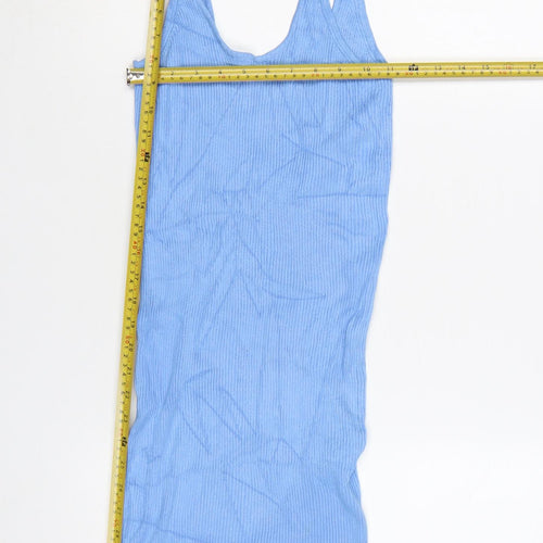 Bershka Women Blue Sleeveless Mini Slip Dress Size S