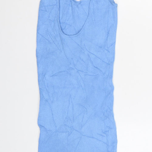 Bershka Women Blue Sleeveless Mini Slip Dress Size S