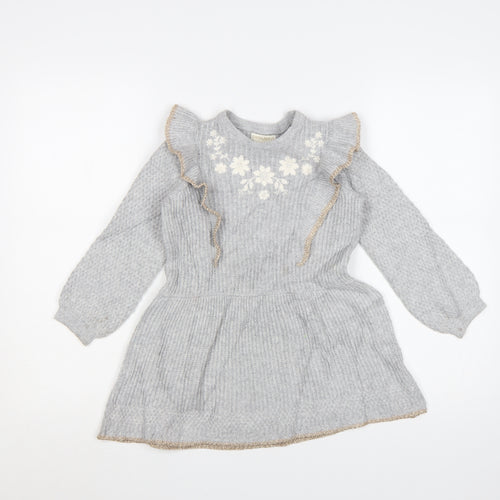 Cynthia Rowley Girls Grey Knit Ruffle A-Line Dress 2-3 Years