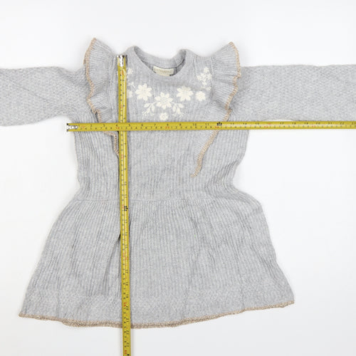 Cynthia Rowley Girls Grey Knit Ruffle A-Line Dress 2-3 Years