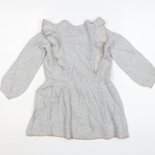 Cynthia Rowley Girls Grey Knit Ruffle A-Line Dress 2-3 Years
