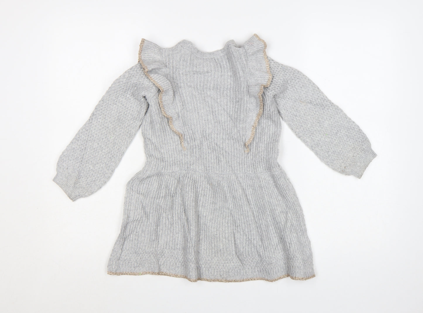 Cynthia Rowley Girls Grey Knit Ruffle A-Line Dress 2-3 Years