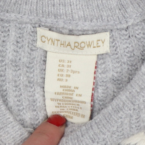 Cynthia Rowley Girls Grey Knit Ruffle A-Line Dress 2-3 Years