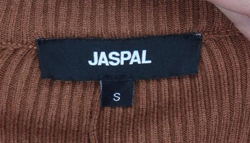 Jaspal Women Brown Ribbed Flared Trousers Size S Viscose Blend