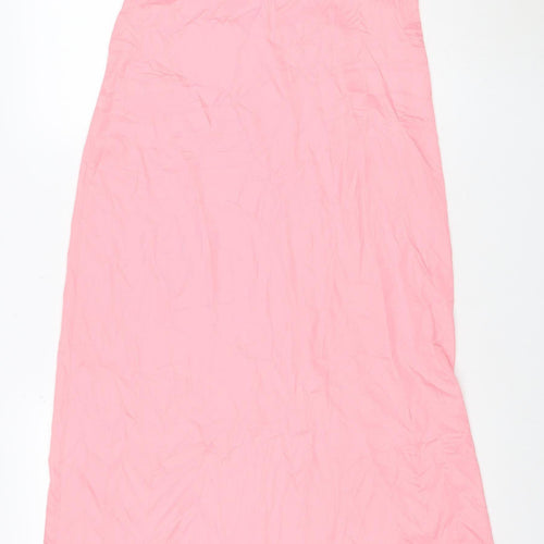 Zara Women’s Pink Halter Neck Long Satin Slip Dress M