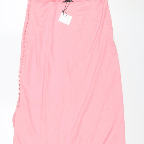 Zara Women’s Pink Halter Neck Long Satin Slip Dress M
