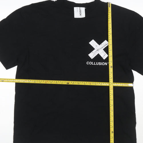 Collusion Women's Black XS Relaxed Fit Short Sleeve Cotton T-Shirt