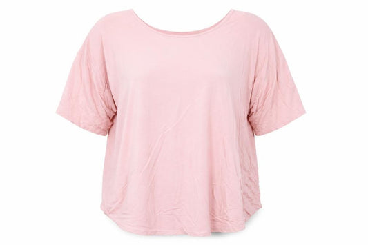 Front view of DKNY Women’s Pink Relaxed Fit Jersey T-Shirt XL
