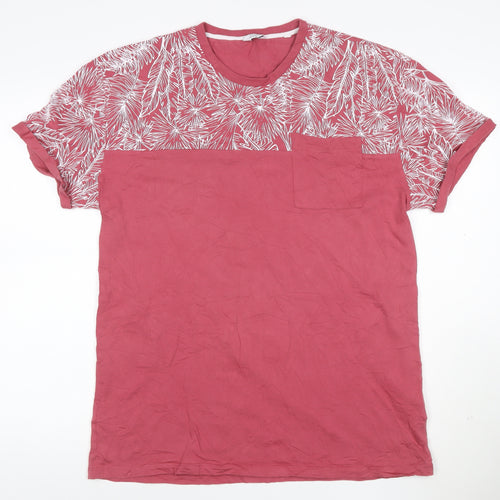 Next Men’s Red Tropical Print Cotton Crew Neck T-Shirt XL
