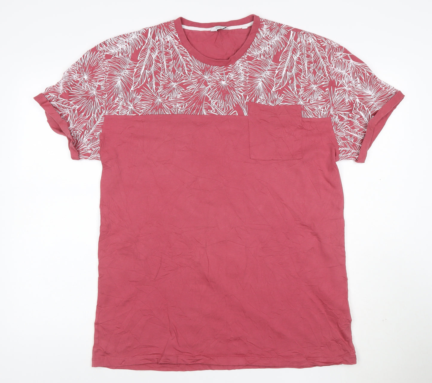 Next Men’s Red Tropical Print Cotton Crew Neck T-Shirt XL