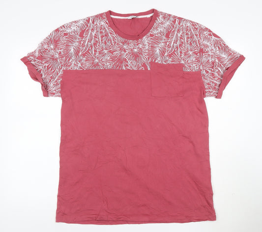Next Men’s Red Tropical Print Cotton Crew Neck T-Shirt XL