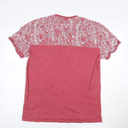 Next Men’s Red Tropical Print Cotton Crew Neck T-Shirt XL