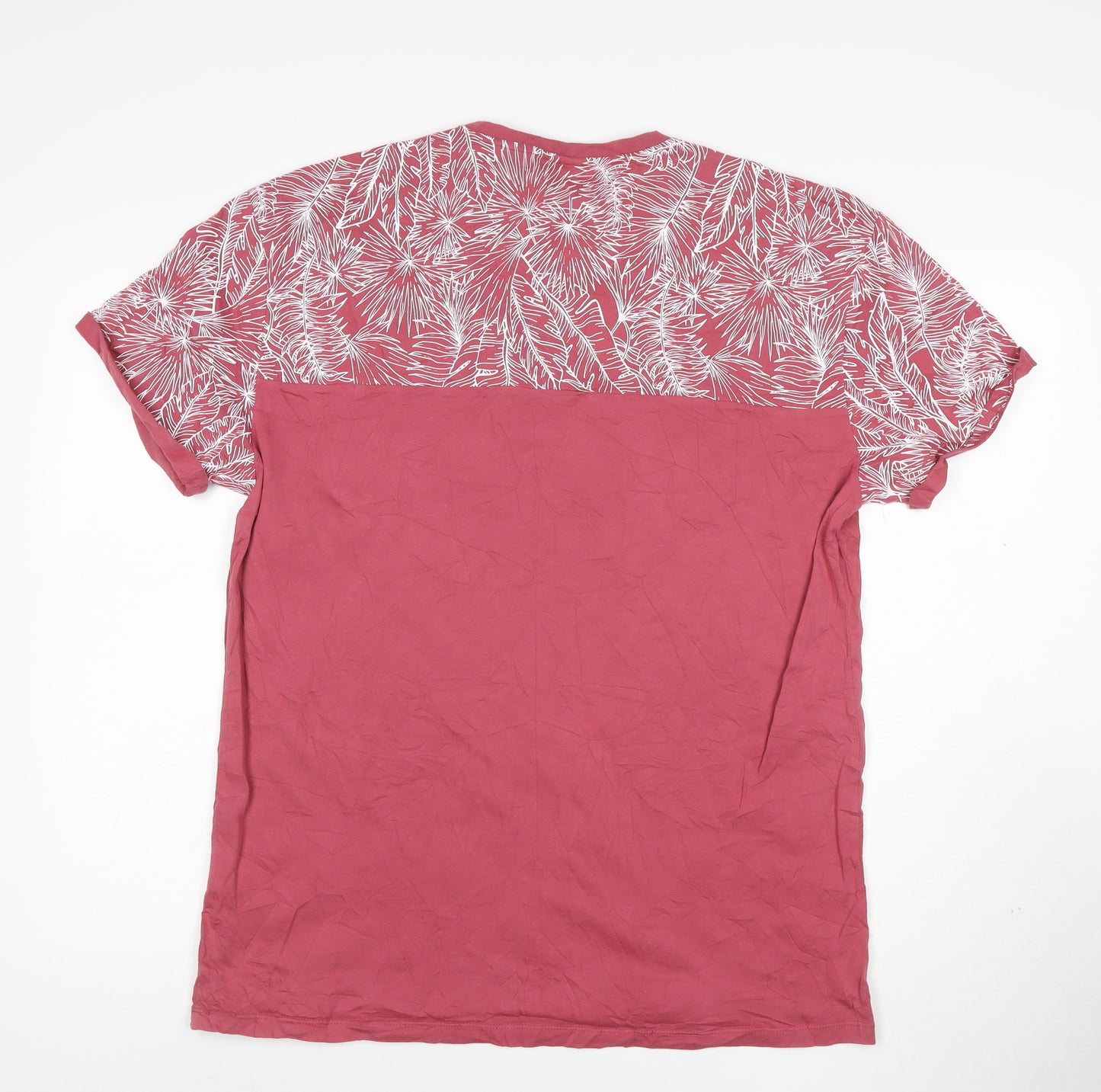Next Men’s Red Tropical Print Cotton Crew Neck T-Shirt XL