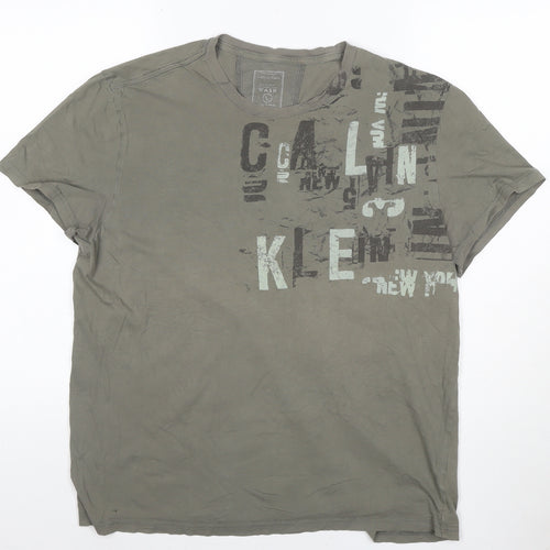 Calvin Klein Men's Green Graphic Print Short Sleeve T-Shirt L