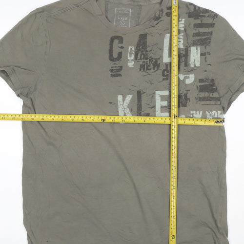 Calvin Klein Men's Green Graphic Print Short Sleeve T-Shirt L