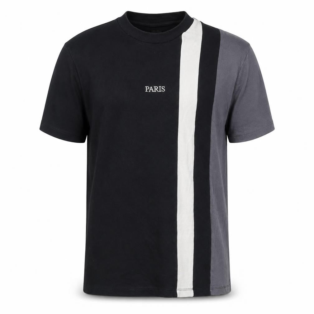 River Island Mens Black Colourblock Paris T-Shirt Size S