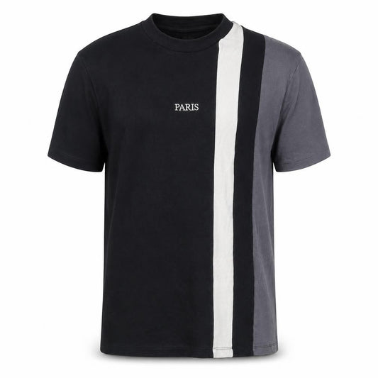 River Island Mens Black Colourblock Paris T-Shirt Size S