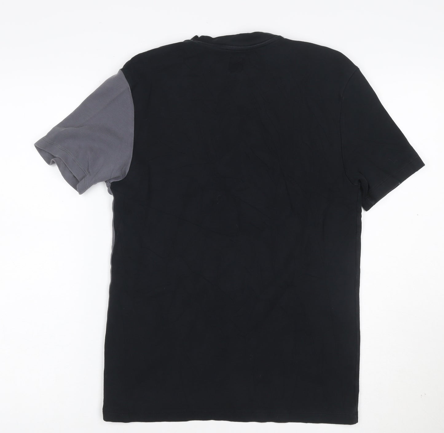 River Island Mens Black Colourblock Paris T-Shirt Size S