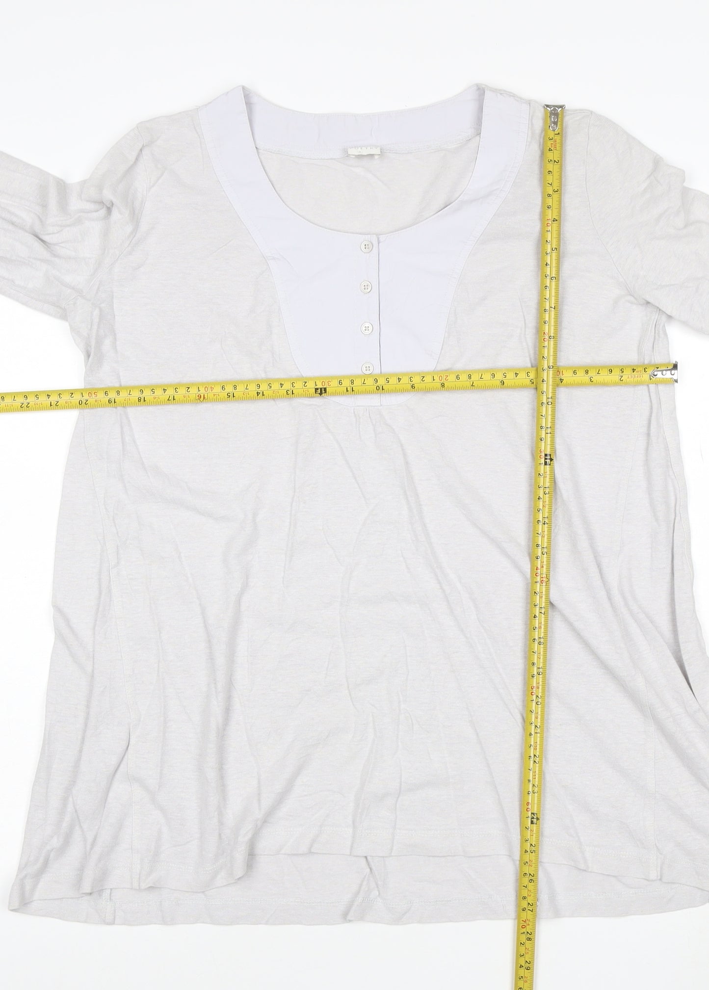 Poetry Womens Ivory Long Sleeve Button Tunic Blouse Size 10