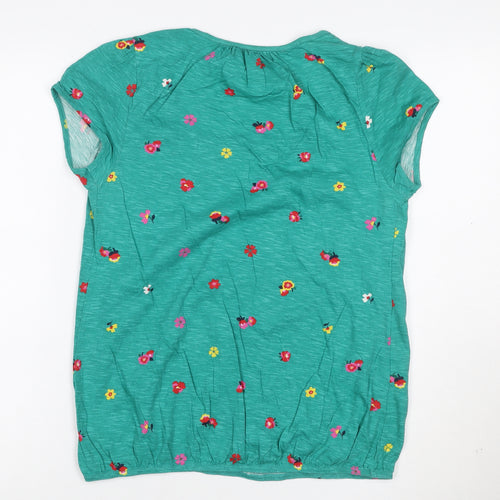 Marks and Spencer Womens Green Floral Button-Up Cotton Top UK 12