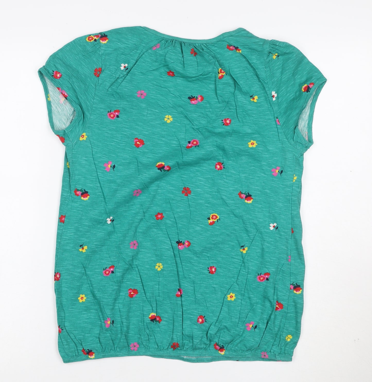 Marks and Spencer Womens Green Floral Button-Up Cotton Top UK 12