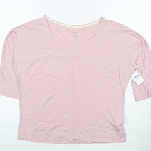 Calvin Klein Women Pink Relaxed 3/4 Sleeve Modal T-Shirt L