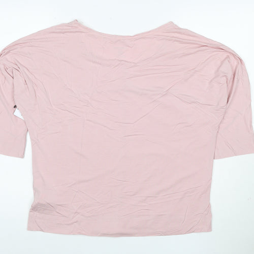 Calvin Klein Women Pink Relaxed 3/4 Sleeve Modal T-Shirt L