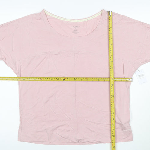 Calvin Klein Women Pink Relaxed 3/4 Sleeve Modal T-Shirt L