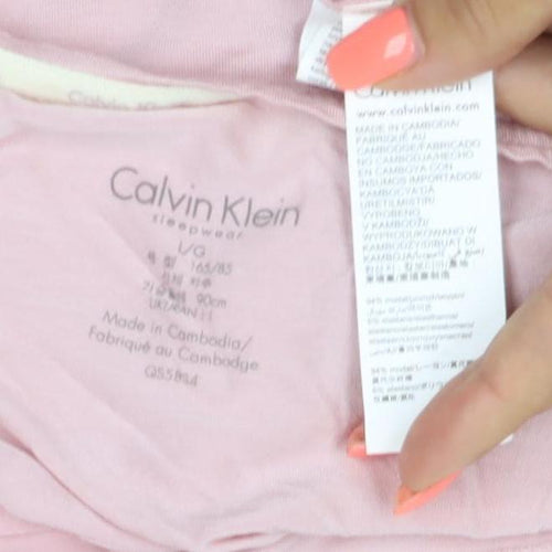 Calvin Klein Women Pink Relaxed 3/4 Sleeve Modal T-Shirt L