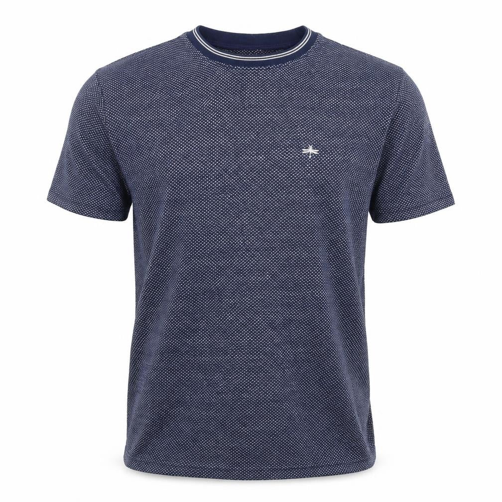 EASY Men’s Blue Geometric Cotton Blend Crew Neck Short Sleeve T-Shirt XL