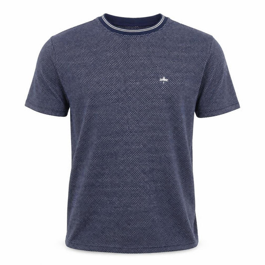 EASY Men’s Blue Geometric Cotton Blend Crew Neck Short Sleeve T-Shirt XL