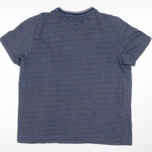 EASY Men’s Blue Geometric Cotton Blend Crew Neck Short Sleeve T-Shirt XL