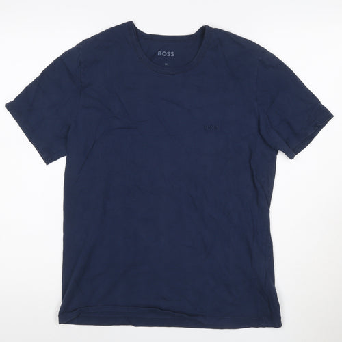 HUGO BOSS Men's Navy Blue Cotton Crew Neck Short Sleeve T-Shirt M