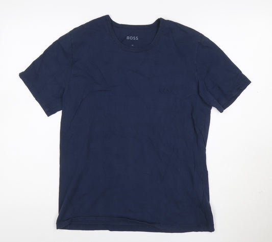 HUGO BOSS Men's Navy Blue Cotton Crew Neck Short Sleeve T-Shirt M