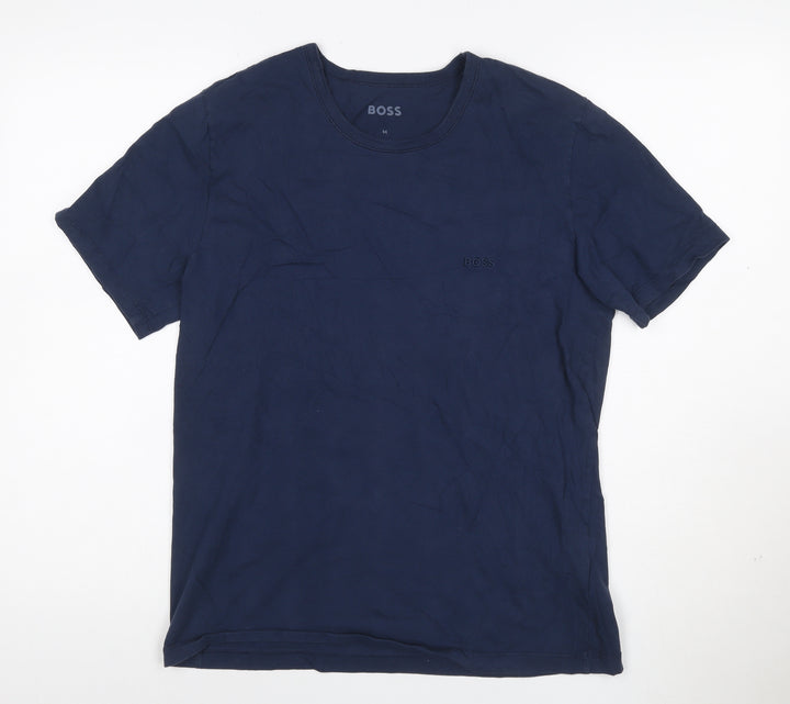 HUGO BOSS Men's Navy Blue Cotton Crew Neck Short Sleeve T-Shirt M