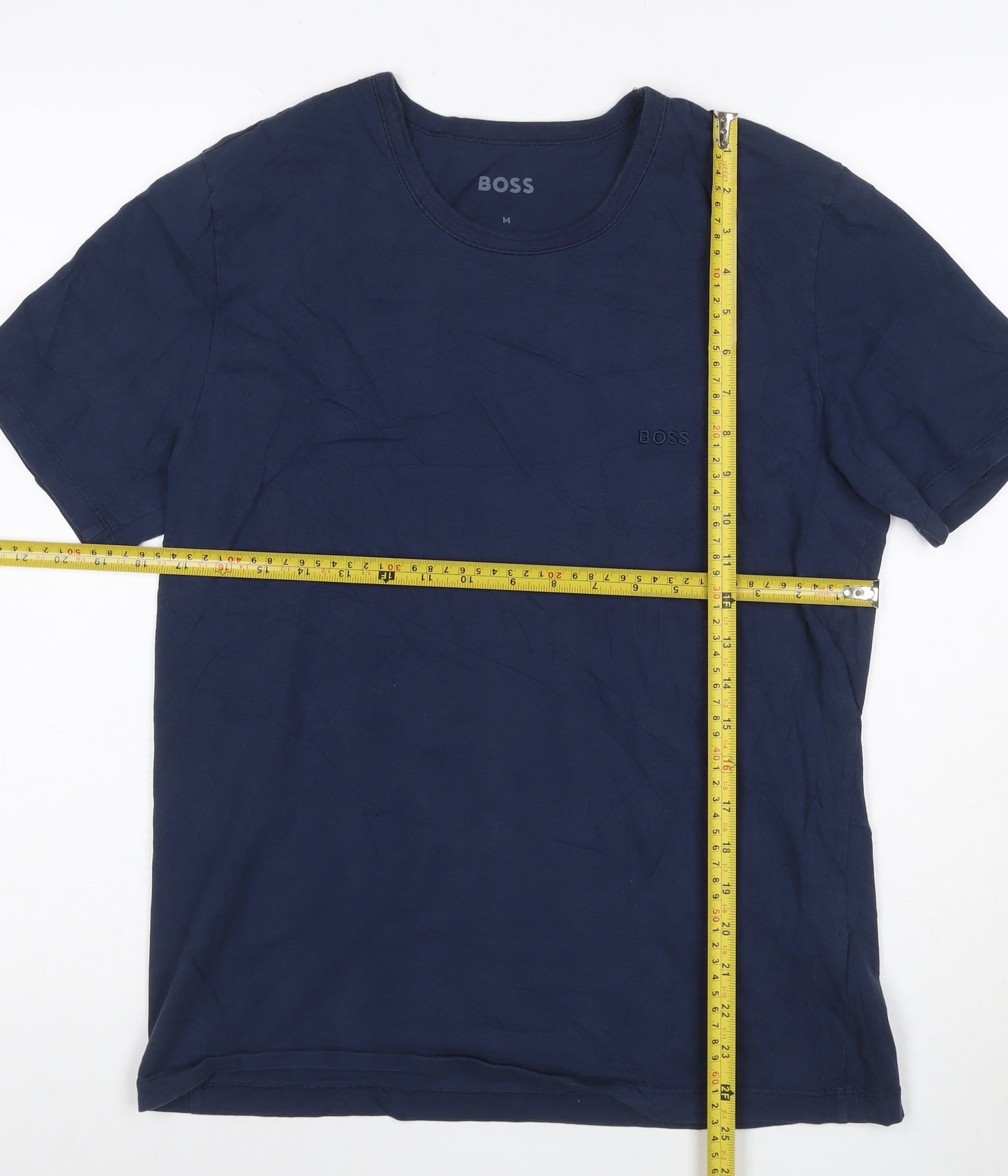HUGO BOSS Men's Navy Blue Cotton Crew Neck Short Sleeve T-Shirt M