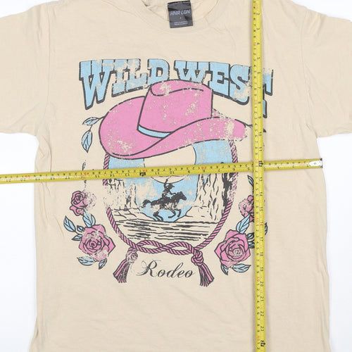 HNR LDN Men Beige Wild West Rodeo Graphic Cotton T-Shirt Size S