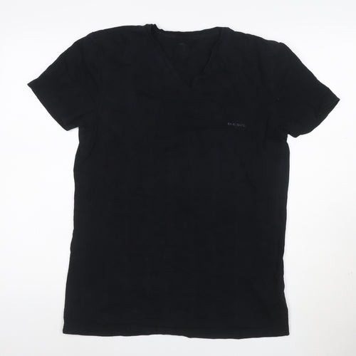 Diesel Men’s Black V-Neck Slim Fit Short Sleeve T-Shirt Size S