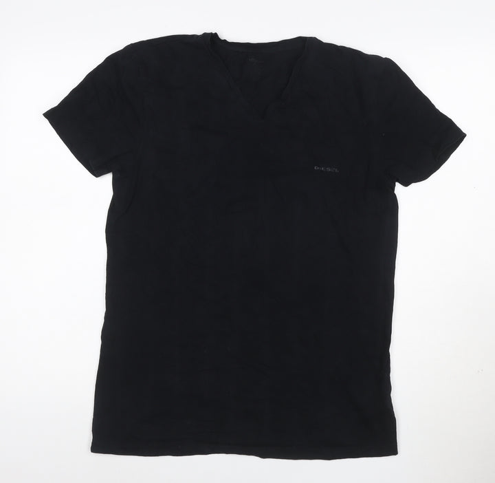 Diesel Men’s Black V-Neck Slim Fit Short Sleeve T-Shirt Size S