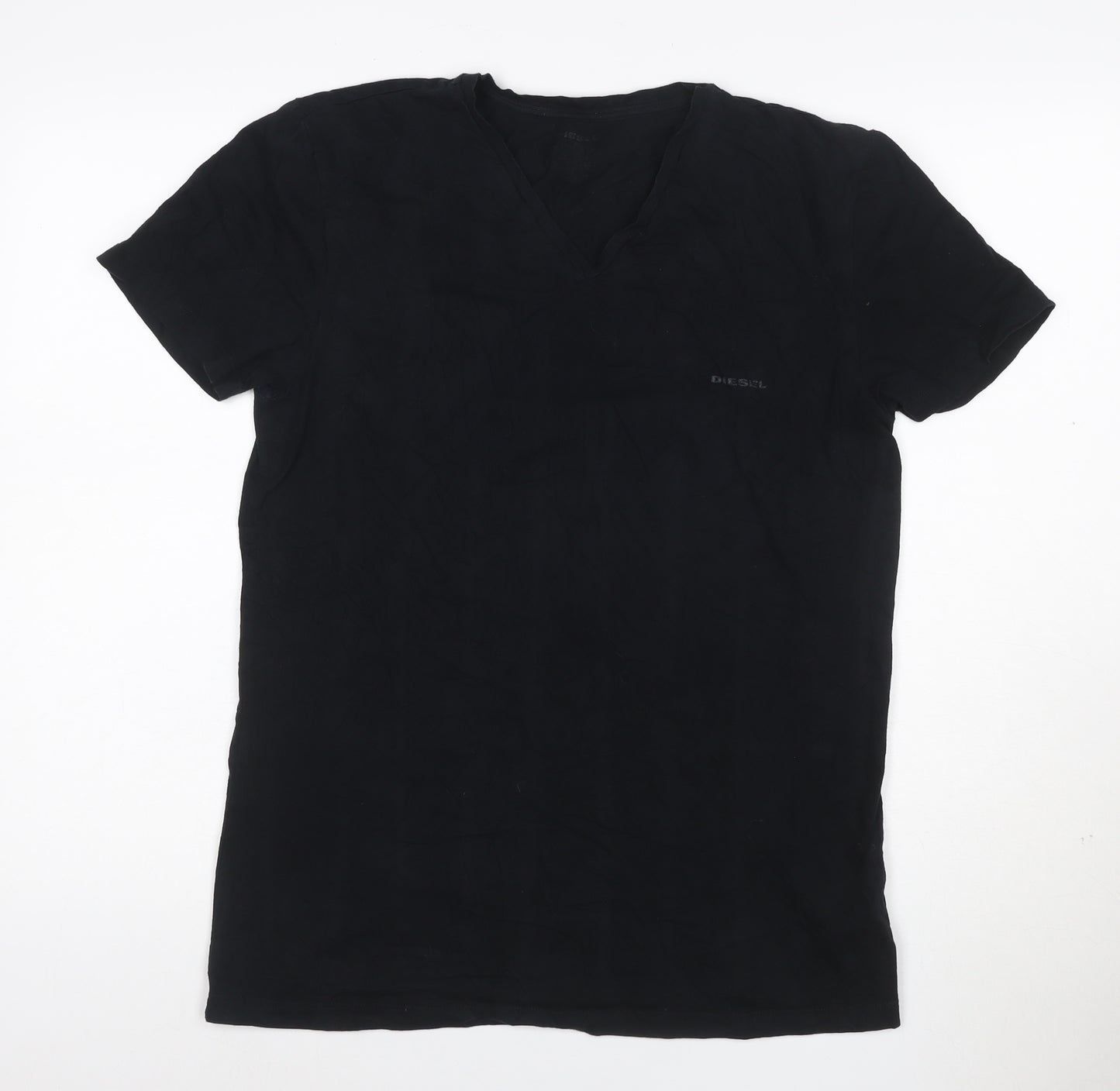 Diesel Men’s Black V-Neck Slim Fit Short Sleeve T-Shirt Size S