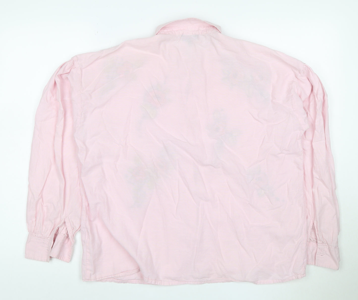 Topshop Women's Pink Floral Embroidered Cotton Button-Up Shirt UK 10