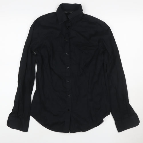 Zara Basic Women's Black Long Sleeve Button-Up Shirt M
