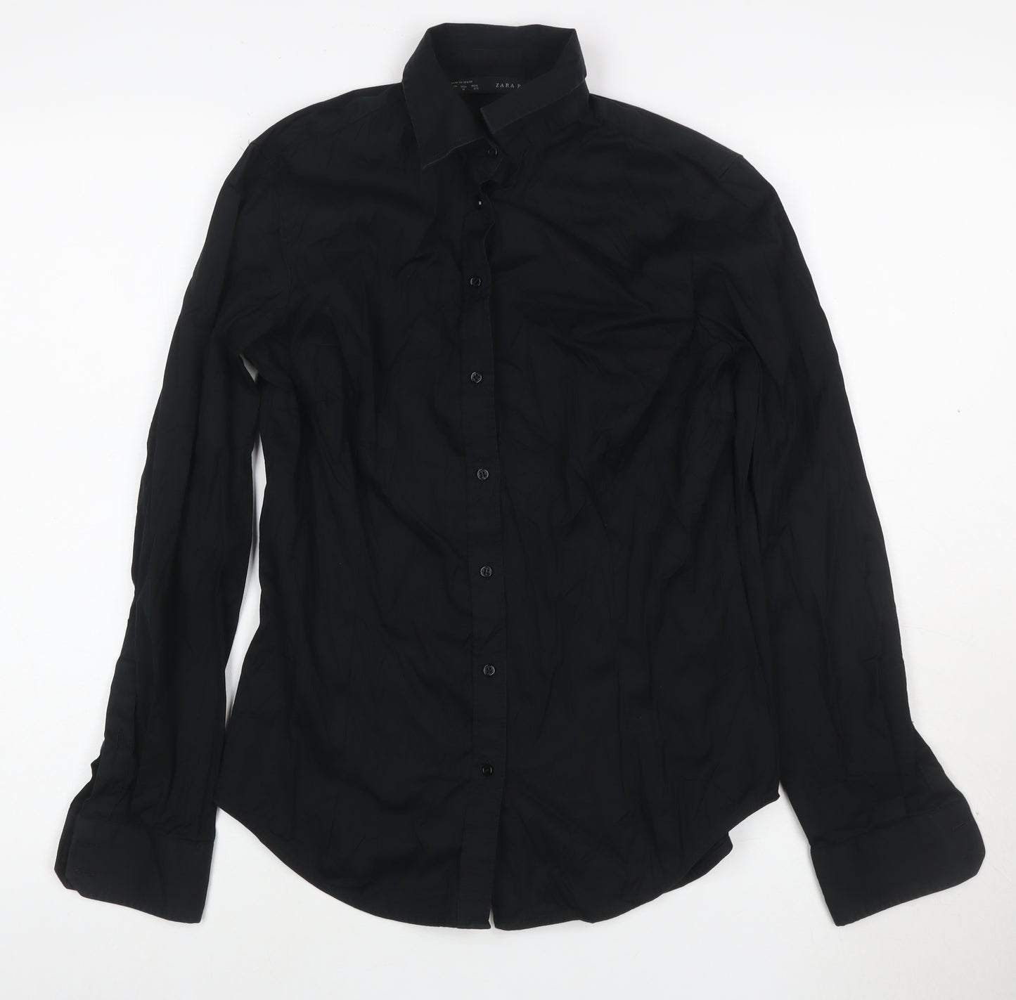 Zara Basic Women's Black Long Sleeve Button-Up Shirt M