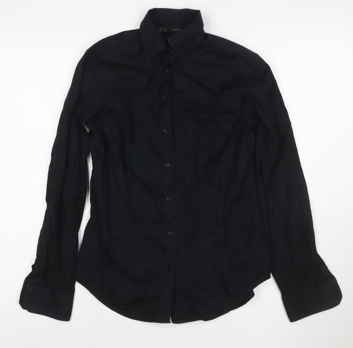 Zara Basic Women's Black Long Sleeve Button-Up Shirt M