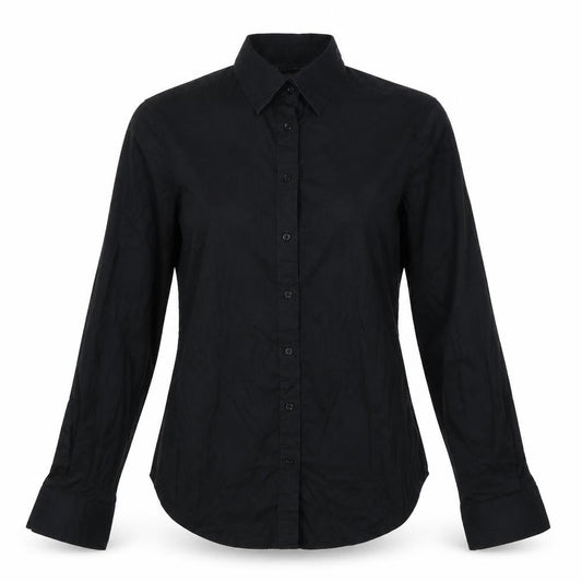 Front view of Zara Basic Women's Black Long Sleeve Button-Up Shirt M