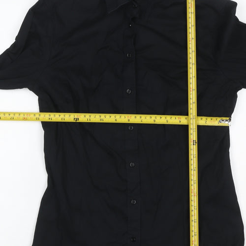Zara Basic Women's Black Long Sleeve Button-Up Shirt M