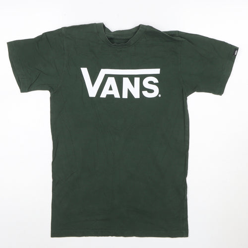 Vans Men's Green XS Graphic Logo Cotton Crew Neck T-Shirt