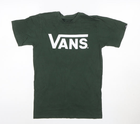 Vans Men's Green XS Graphic Logo Cotton Crew Neck T-Shirt